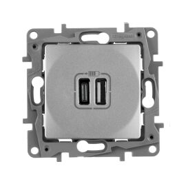 ETIKA Розетка USB A+C 15Вт алюминий