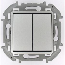 INSPIRIA Переключатель 2-клавишный с подсветкой/индикацией схема 6/2L 10А безвинтовое крепление алюм