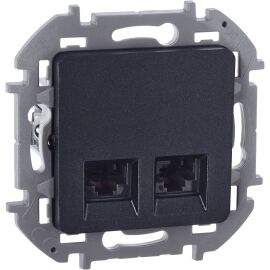 INSPIRIA Розетка компьютерная двойная RJ45 категория 6 UTP антрацит