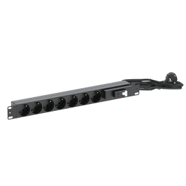 Блок розеток 19", 1U, 7 гнезд (Schuko), 16А, черный, кабель 3м, ССД 130411-02074