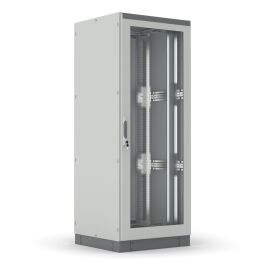 Шкаф напольный 19'', 38U, 1800x800x1200мм, двери передняя обзорная, задняя распашная металлическая, серый, DANNMAN 6882247