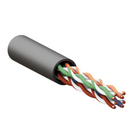 Кабель UTP 4 пары, Кат.5e, внеш., 0,45мм, LDPE, черный, 305м, TERACOM TRC-5EUTP-04PE-BK-OUT3