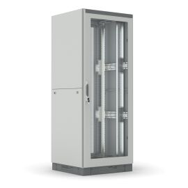 Шкаф напольный 19'', 42U, 2000x600x800мм, двери передняя обзорная, задняя распашная перфорированная, серый, DANNMAN 9068287