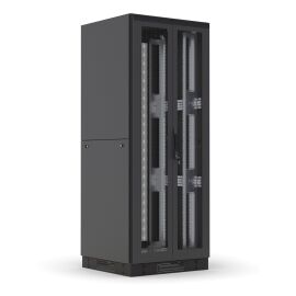 Шкаф напольный 19'', 38U, 1800x600x800мм, двери перфорированные распашные, черный, DANNMAN 9868889