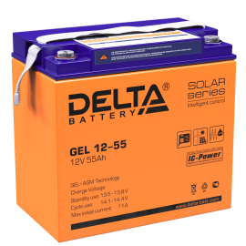 Батарея аккумуляторная GEL 12-55, (12В, 55Ач), DELTA 4614010140013