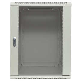 Шкаф настенный 19", 12U, 600х450мм, стекл. дверь, серый, TERACOM PRO TRP-WLL-1264-40G