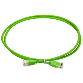 Патч-корд 4 пары, 2хRJ45, 0,5м, Кат.6, UTP, зеленый, slim (тонкий), колпачок без язычка, LSZH, ITK PC02-C06UL-D05M-SL-NT
