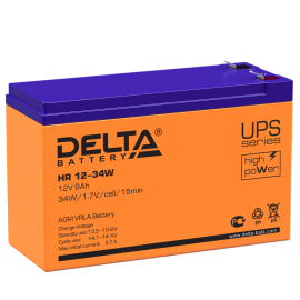Батарея аккумуляторная HR 12-34 W, (12В, 9Ач), DELTA 4614010630004