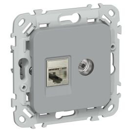 FLITE Розетка 2-местная RJ45/TV категория 5Е STP РКТВ5е-2-1-ФлС серый IEK