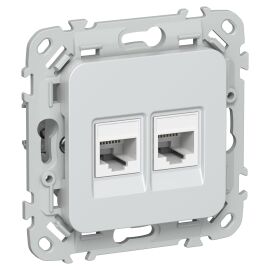 FLITE Розетка 2-местная RJ45/RJ11 категория 5Е/3 UTP РКТ5е/3-2-0-ФлЖ жемчуг IEK
