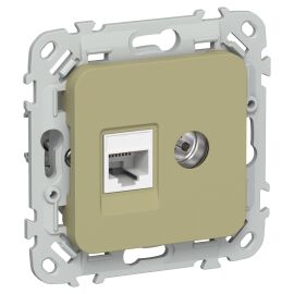 FLITE Розетка 2-местная RJ45/TV категория 5Е UTP РКТВ5е-2-0-ФлО оливковый IEK