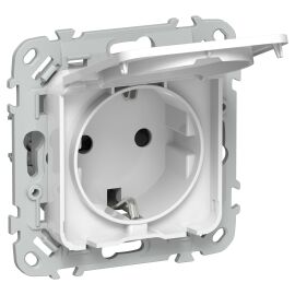 FLITE Розетка с заземлением с защитными шторками и крышкой 16А IP44 РСшкр11-0-44-ФлБ белый IEK