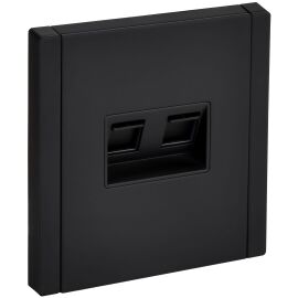 FORTE&PIANO Розетка двойная RJ11+RJ45 кат.5E FP135M металл черный IEK