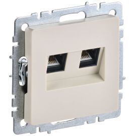 BRITE Розетка компьютерная двойная RJ45 кат.5E РК10-2-БрКр бежевый IEK