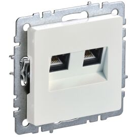 BRITE Розетка компьютерная двойная RJ45 кат.6 РК11-2-БрЖ жемчуг IEK