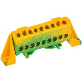Шина PE "земля" в комб. DIN-изол. "Стойка" 6х9-9-ЖЗ, IEK TF-NN10-09-DP-K52