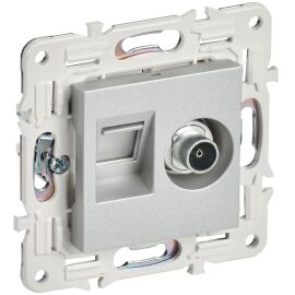 SKANDY Розетка двойная TV+RJ45 кат.6 SK-A15S серебряный IEK