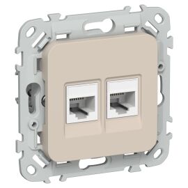 FLITE Розетка 2-местная RJ45/RJ11 категория 5Е/3 UTP РКТ5е/3-2-0-ФлЛ льняной IEK