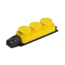 Розетка 3-местная с з/к, IP44, желтая, IEK PKR61-016-2-K05