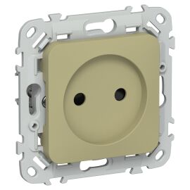 FLITE Розетка без заземления с защитными шторками безвинтовое крепление 10А РСш01-1-ФлО оливковый IE