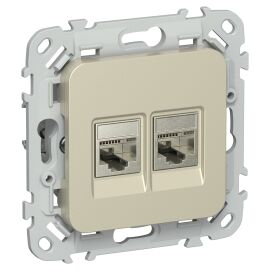 FLITE Розетка 2-местная RJ45/RJ11 категория 6/3 STP РКТ6/3-2-1-ФлШ шампань IEK