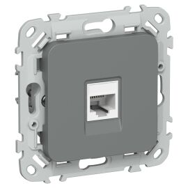 FLITE Розетка компьютерная RJ45 категория 6 UTP РК6-1-0-ФлМА мокрый асфальт IEK