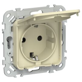 FLITE Розетка с заземлением с защитными шторками и крышкой 16А IP44 РСшкр11-0-44-ФлН навахо IEK