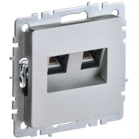 BRITE Розетка компьютерная двойная RJ45 кат.5E РК10-2-БрА алюминий IEK