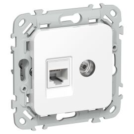 FLITE Розетка 2-местная RJ45/TV категория 6 UTP РКТВ6-2-0-ФлБ белый IEK