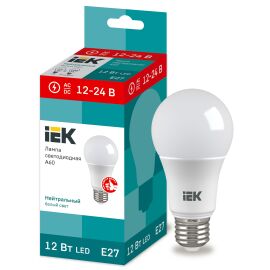 Лампа светодиодная A60 груша 12Вт 12-24В 4000К E27 IEK