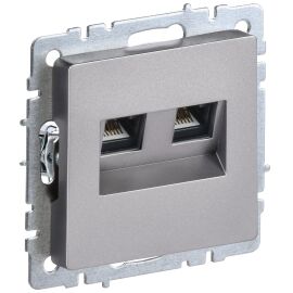 BRITE Розетка компьютерная двойная RJ45 кат.6 РК11-2-БрС сталь IEK