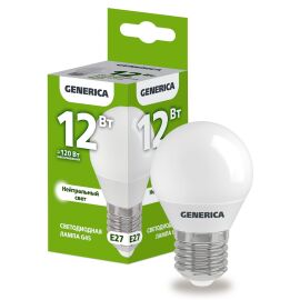 Лампа светодиодная G45 шар 12Вт 230В 4000К E27 GENERICA