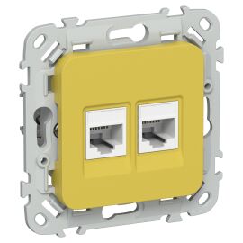 FLITE Розетка 2-местная компьютерная RJ45 категория 6 UTP РК6-2-0-ФлЖК желтый карри IEK