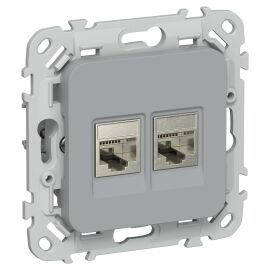 FLITE Розетка 2-местная компьютерная RJ45 категория 5Е STP РК5е-2-1-ФлС серый IEK