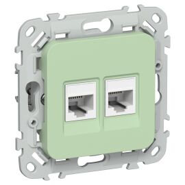 FLITE Розетка 2-местная RJ45/RJ11 категория 5Е/3 UTP РКТ5е/3-2-0-ФлФ фисташковый IEK