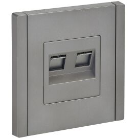 FORTE&PIANO Розетка компьютерная двойная RJ45 кат.6 FP534 сталь IEK