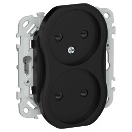 FLITE Розетка 2-местная без заземления с защитными шторками 10А РСш02-0-ФлЧ черный IEK