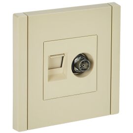 FORTE&PIANO Розетка двойная TV+RJ45 кат.5E FP436 ваниль IEK