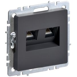 BRITE Розетка компьютерная двойная RJ45 кат.6 РК11-2-БрГ графит IEK