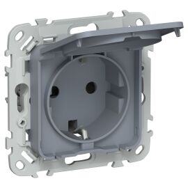 FLITE Розетка с заземлением с защитными шторками и крышкой 16А IP44 РСшкр11-0-44-ФлМ маренго IEK
