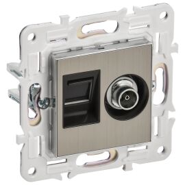 SKANDY Розетка двойная TV+RJ45 кат.6 SK-A15N металл никель IEK