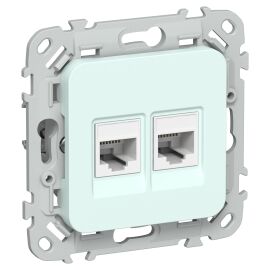 FLITE Розетка 2-местная RJ45/RJ11 категория 5Е/3 UTP РКТ5е/3-2-0-ФлХЛ холодный лед IEK