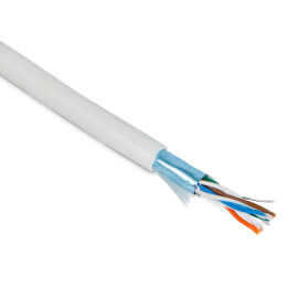 Кабель FTP 4 пары, Кат.5e, внутр., 0,48мм, PVC, серый, 100м, Hyperline FUTP4-C5E-P26-IN-PVC-GY-100