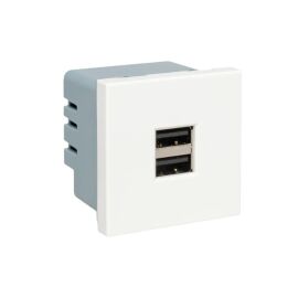Розетка USB, 2-местная, тип A, белая, EKF E2MR2-20USB-10