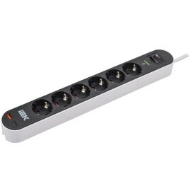 Фильтр сетевой СФ-06К 16А USB A+C 20Вт 1,5м 3х1,5мм2 черный IEK