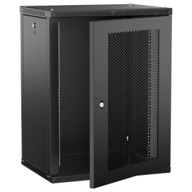 Шкаф настенный 19", 15U, 600х450мм, перф. дверь, черный, LINEA W, ITK LWR5-15U64-PF-2