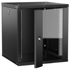 Шкаф настенный 19", 12U, 600х600мм, стекл. дверь, черный, LINEA W, ITK LWR5-12U66-GF-2
