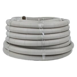 Труба гофрированная ПВХ с протяжкой, d32мм, уп.30м, серая, EKF Plast tg-z-32-30