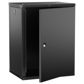 Шкаф настенный 19", 15U, 600х450мм, металл. дверь, черный, LINEA W, ITK LWR5-15U64-MF-2