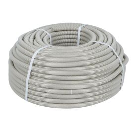 Труба гофрированная ПВХ с протяжкой, d16мм, уп.25м, серая, EKF Plast tg-z-16-25n